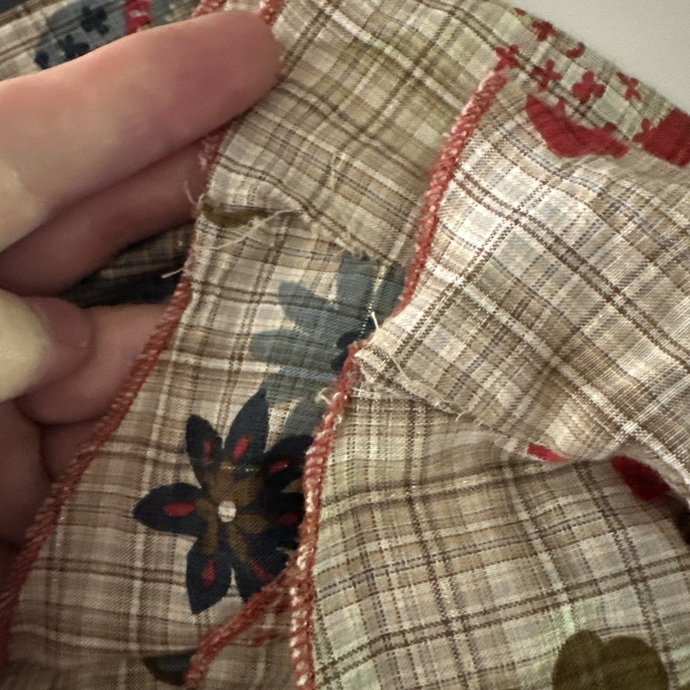 Johnny Was Cotton Floral Brown Red Gold Flannel Pearl Snap Button Up Size 4 - Picture 11 of 13